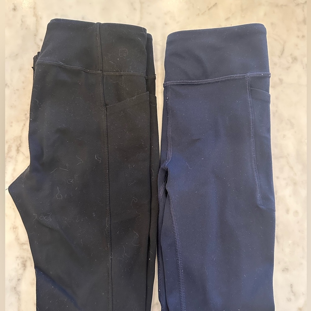 Two Pairs Athleta Girl Leggings - Navy & Black